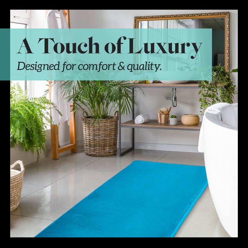 Genteele Memory Foam Bath Mat Non Slip Absorbent Super Cozy Velvet Bathroom Rug Carpet (17 inches X 24 inches, Caribbean Sea) - Image 3